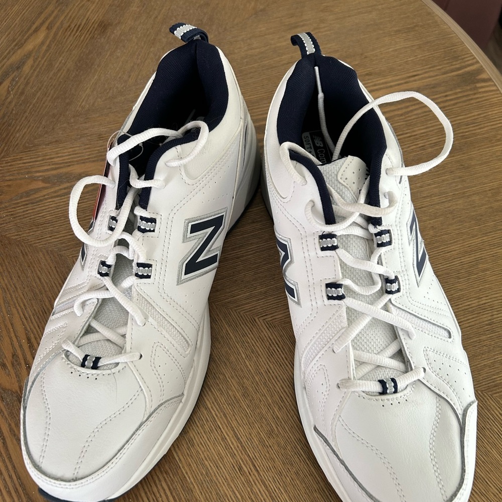 New Balance 608 Men's White and Navy Athletic Shoes - Picture 6 of 6